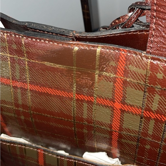 PATRICIA NASH Handbag Toscano Tote Autumn Plaid Leaf Logo Tote Bag AUTHENTIC - Picture 9 of 13